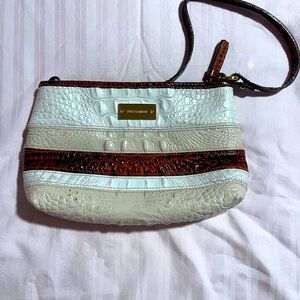 Brahmin White and Brown Croc-Embossed Women's Bag